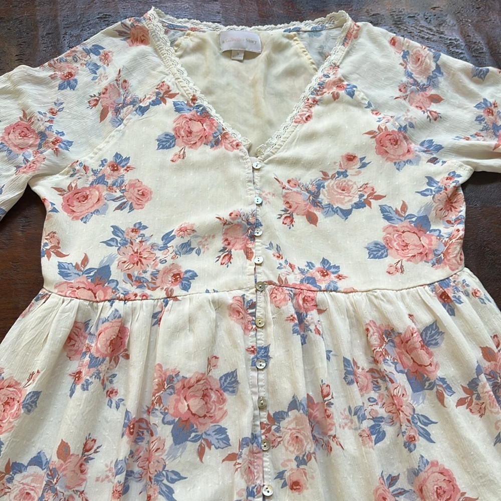 A COLLECTIVE STORY Empire Waist Tiered Maxi Dress Bohemian Floral Pink Size S - Picture 8 of 16